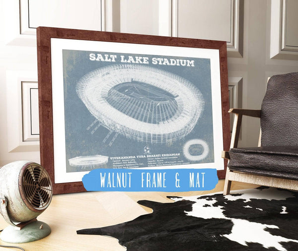 20" x 16" / Walnut Frame & Mat Cutler West India national football team - Salt Lake Stadium Soccer Print