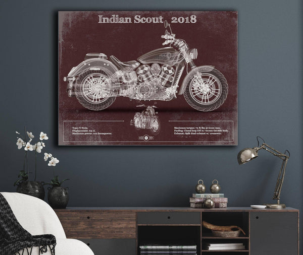 Cutler West Indian Scout 2018 Motorcycle Patent Print