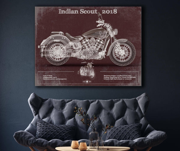 Cutler West Indian Scout 2018 Motorcycle Patent Print