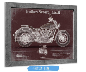 14" x 11" / Greyson Frame Cutler West Indian Scout 2018 Motorcycle Patent Print