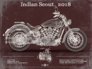 14" x 11" / Unframed Cutler West Indian Scout 2018 Motorcycle Patent Print