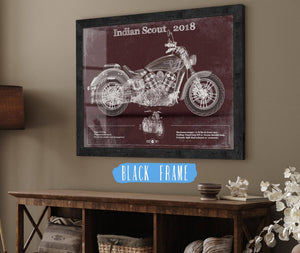 20" x 16" / Black Frame Cutler West Indian Scout 2018 Motorcycle Patent Print