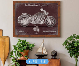 20" x 16" / Walnut Frame Cutler West Indian Scout 2018 Motorcycle Patent Print