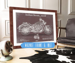 20" x 16" / Walnut Frame & Mat Cutler West Indian Scout 2018 Motorcycle Patent Print