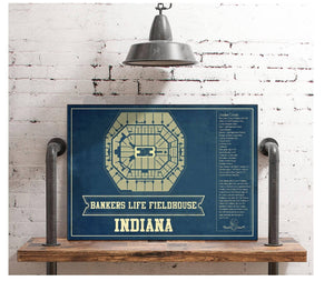 Cutler West Indiana Pacers Bankers Life Fieldhouse Vintage Basketball Blueprint NBA Print