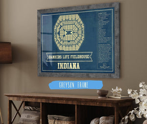 Cutler West Indiana Pacers Bankers Life Fieldhouse Vintage Basketball Blueprint NBA Print