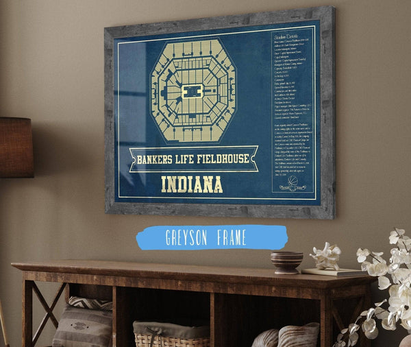 Cutler West Indiana Pacers Bankers Life Fieldhouse Vintage Basketball Blueprint NBA Print