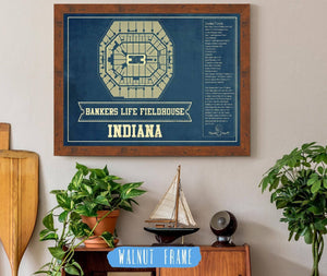Cutler West Indiana Pacers Bankers Life Fieldhouse Vintage Basketball Blueprint NBA Print