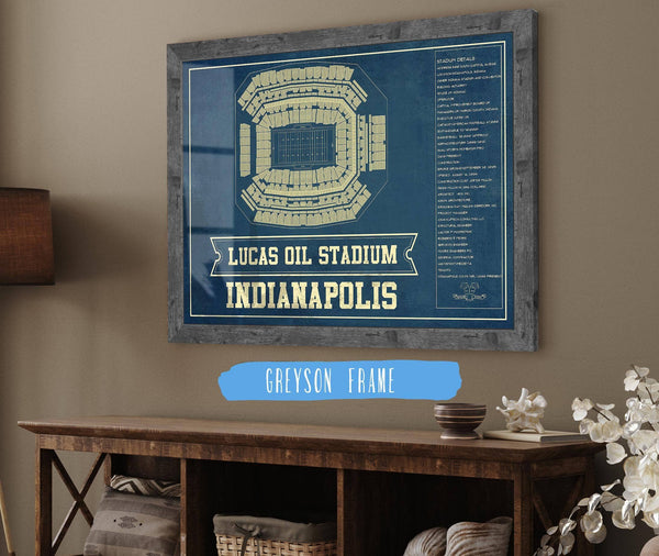 14" x 11" / Greyson Frame Cutler West Indianapolis Colts Lucas Oil Stadium Blueprint - Vintage Football Print