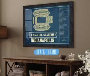 20" x 16" / Black Frame Cutler West Indianapolis Colts Lucas Oil Stadium Blueprint - Vintage Football Print