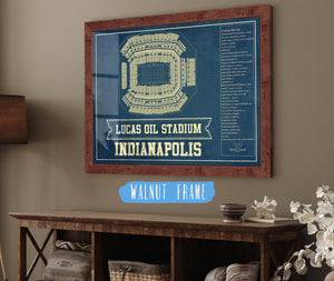 20" x 16" / Walnut Frame Cutler West Indianapolis Colts Lucas Oil Stadium Blueprint - Vintage Football Print