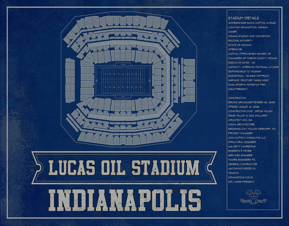 14" x 11" / Stretched Canvas Wrap Cutler West Indianapolis Colts Lucas Oil Stadium Team Color - Vintage Football Print