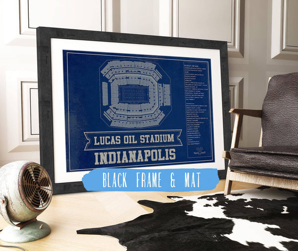 20" x 16" / Black Frame & Mat Cutler West Indianapolis Colts Lucas Oil Stadium Team Color - Vintage Football Print