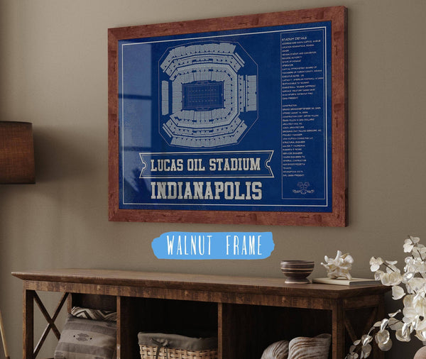 20" x 16" / Walnut Frame Cutler West Indianapolis Colts Lucas Oil Stadium Team Color - Vintage Football Print