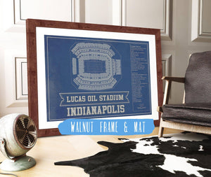 20" x 16" / Walnut Frame & Mat Cutler West Indianapolis Colts Lucas Oil Stadium Team Color - Vintage Football Print