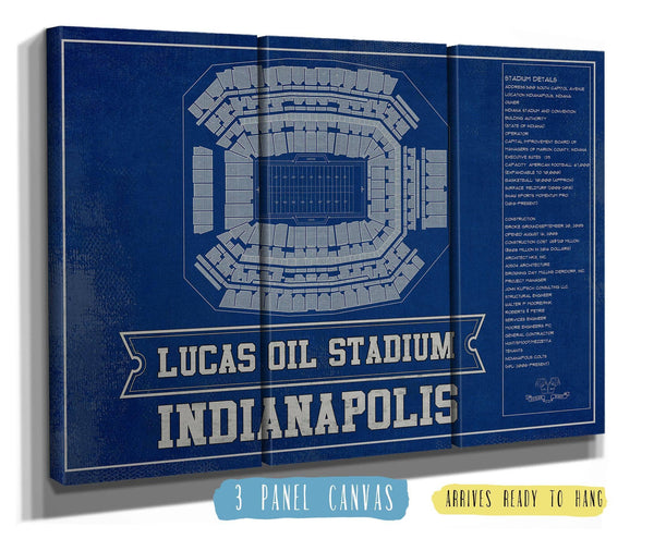 36" x 24" / 3 Panel Canvas Wrap Cutler West Indianapolis Colts Lucas Oil Stadium Team Color - Vintage Football Print