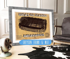 14" x 11" / Greyson Frame & Mat Cutler West Indianapolis Colts Lucas Oil Stadium Vintage Football Print