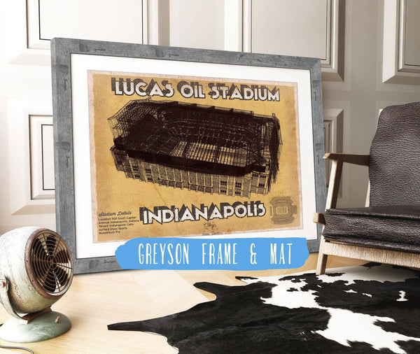 14" x 11" / Greyson Frame & Mat Cutler West Indianapolis Colts Lucas Oil Stadium Vintage Football Print