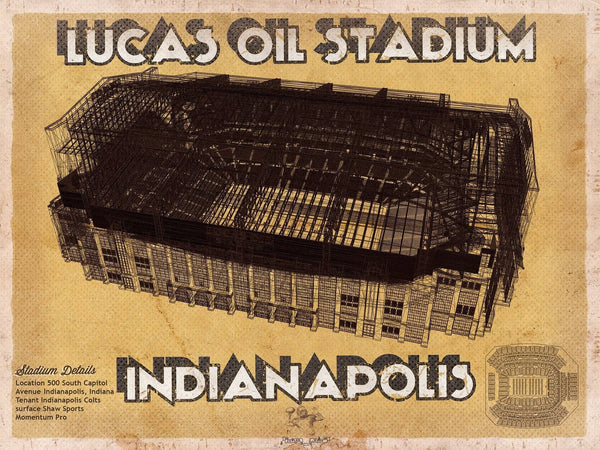 14" x 11" / Unframed Cutler West Indianapolis Colts Lucas Oil Stadium Vintage Football Print