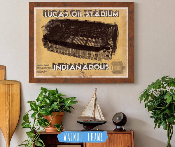 20" x 16" / Walnut Frame Cutler West Indianapolis Colts Lucas Oil Stadium Vintage Football Print