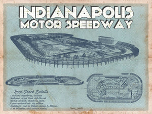 14" x 11" / Unframed Cutler West Indianapolis Motor Speedway Blueprint NASCAR Race Track Print