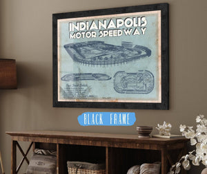 20" x 16" / Black Frame Cutler West Indianapolis Motor Speedway Blueprint NASCAR Race Track Print