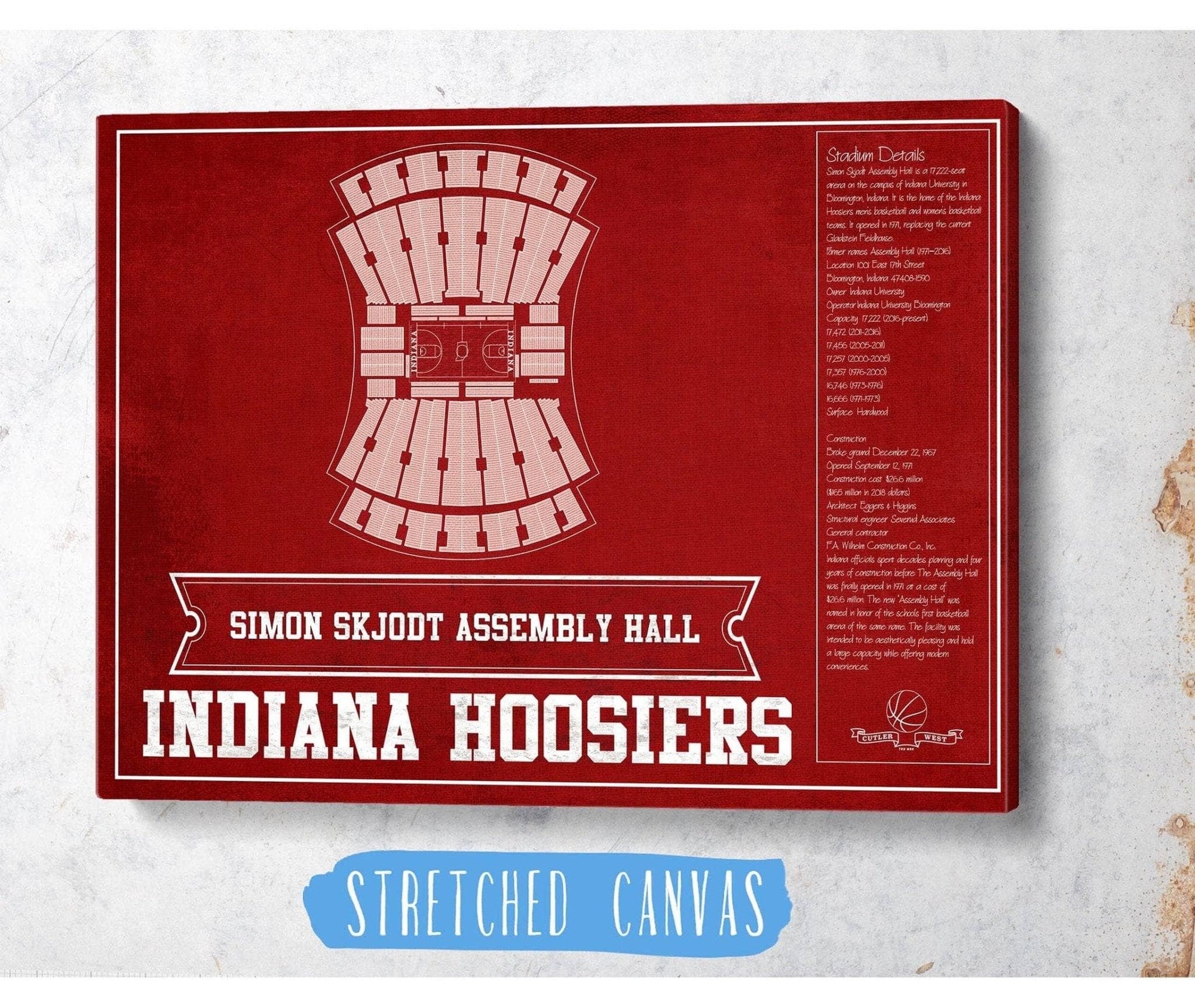 Cutler West Basketball Collection Simon Skjodt Assembly Hall Indiana Hoosiers Team Color NCAA Vintage Print