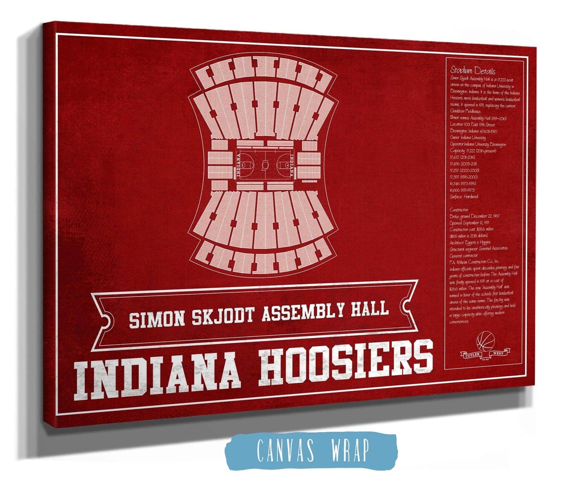 Cutler West Basketball Collection Simon Skjodt Assembly Hall Indiana Hoosiers Team Color NCAA Vintage Print