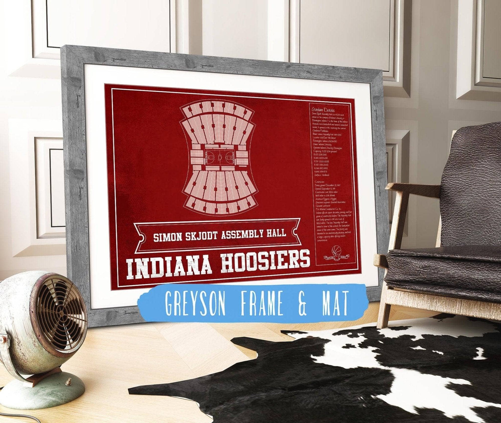 Cutler West Basketball Collection 14" x 11" / Greyson Frame & Mat Simon Skjodt Assembly Hall Indiana Hoosiers Team Color NCAA Vintage Print 933350232_83368