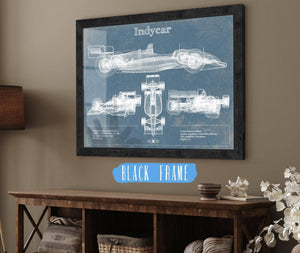 20" x 16" / Black Frame Cutler West Indycar Racing Blueprint Vintage Auto Print