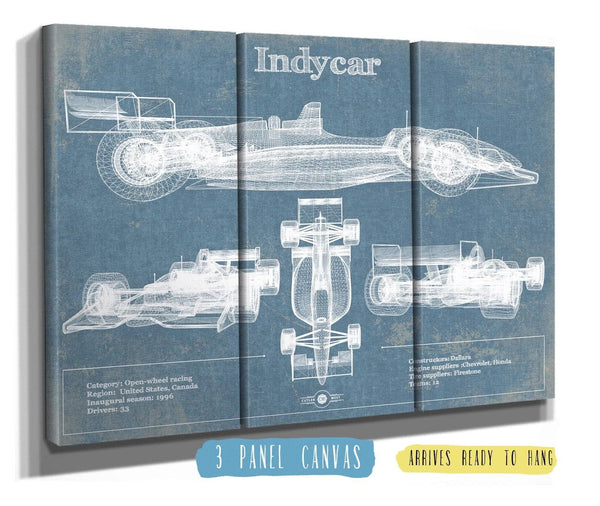 36" x 24" / 3 Panel Canvas Wrap Cutler West Indycar Racing Blueprint Vintage Auto Print