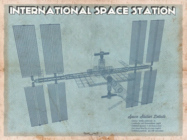 14" x 11" / Unframed Cutler West International Space Station Vintage Space Exploration Art Print