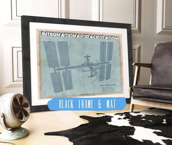 20" x 16" / Black Frame & Mat Cutler West International Space Station Vintage Space Exploration Art Print
