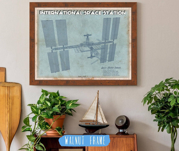 20" x 16" / Walnut Frame Cutler West International Space Station Vintage Space Exploration Art Print
