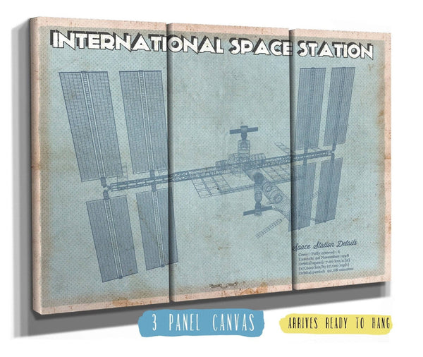 36" x 24" / 3 Panel Canvas Wrap Cutler West International Space Station Vintage Space Exploration Art Print