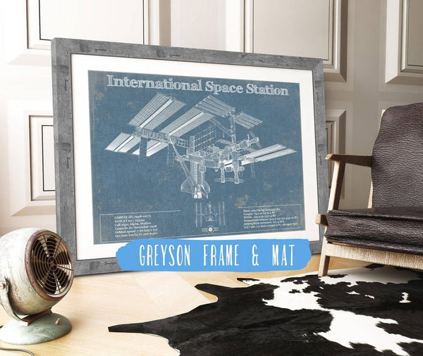 14" x 11" / Greyson Frame & Mat Cutler West International Space Station Vintage Space Exploration Print