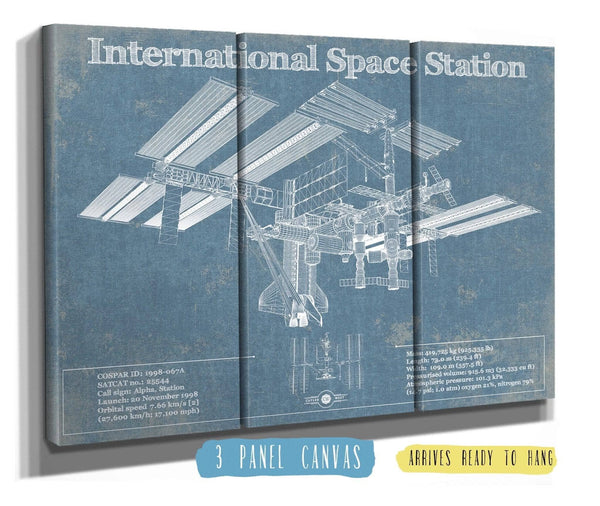 36" x 24" / 3 Panel Canvas Wrap Cutler West International Space Station Vintage Space Exploration Print