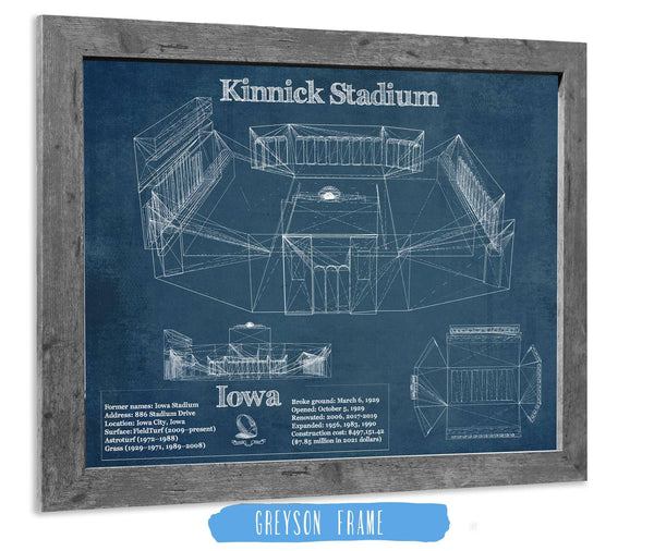 14" x 11" / Greyson Frame Cutler West Iowa Hawkeyes football Kinnick Stadium Blueprint Art Print