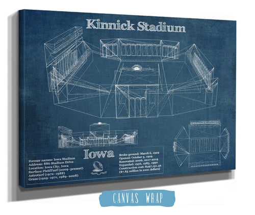 14" x 11" / Stretched Canvas Wrap Cutler West Iowa Hawkeyes football Kinnick Stadium Blueprint Art Print