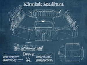 14" x 11" / Unframed Cutler West Iowa Hawkeyes football Kinnick Stadium Blueprint Art Print