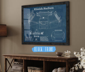 20" x 16" / Black Frame Cutler West Iowa Hawkeyes football Kinnick Stadium Blueprint Art Print