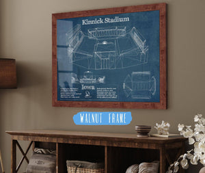 20" x 16" / Walnut Frame Cutler West Iowa Hawkeyes football Kinnick Stadium Blueprint Art Print