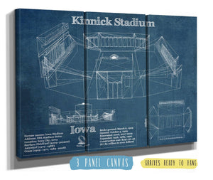 36" x 24" / 3 Panel Canvas Wrap Cutler West Iowa Hawkeyes football Kinnick Stadium Blueprint Art Print