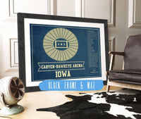 Cutler West Basketball Collection 14" x 11" / Black Frame & Mat Carver–Hawkeye Arena Iowa Men's And Women's Basketball Vintage Print 933350233_83428