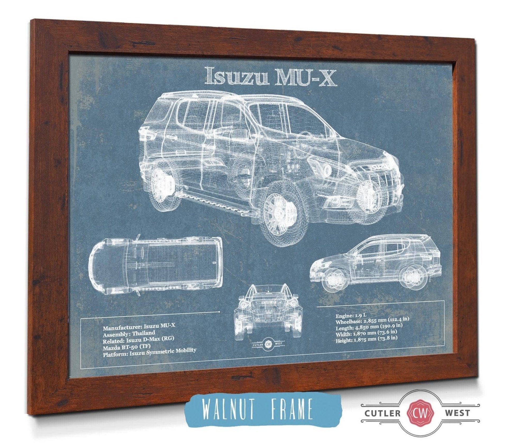 Cutler West Vehicle Collection Isuzu MU-X Vintage Blueprint Auto Print