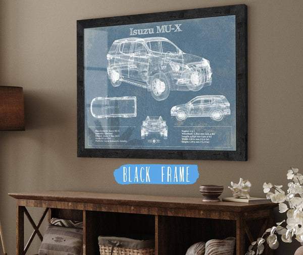 20" x 16" / Black Frame Cutler West Isuzu MU-X Vintage Blueprint Auto Print