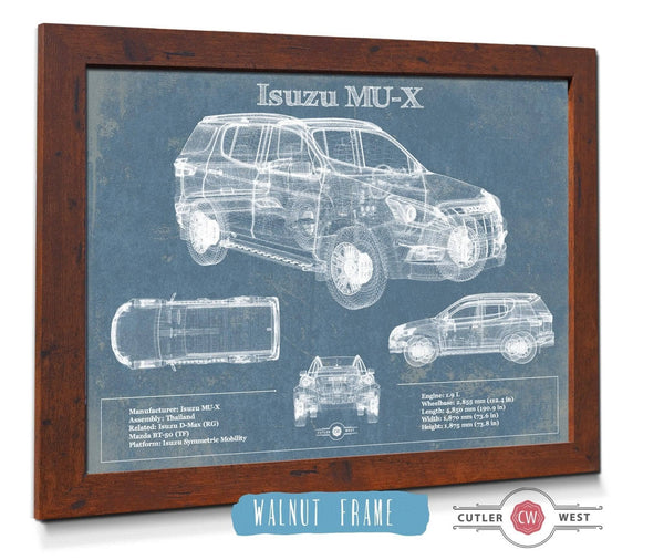 20" x 16" / Walnut Frame Cutler West Isuzu MU-X Vintage Blueprint Auto Print
