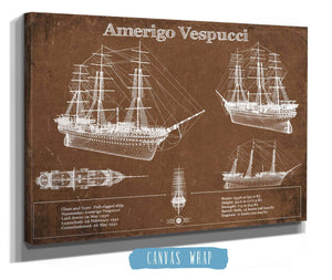 Cutler West Italian Training Ship Amerigo Vespucci Blueprint Original Military Wall Art