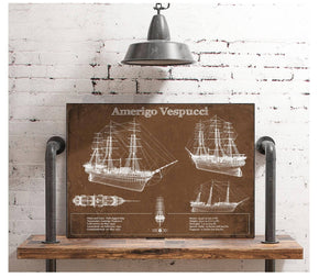 Cutler West Italian Training Ship Amerigo Vespucci Blueprint Original Military Wall Art