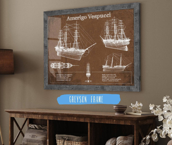 Cutler West Italian Training Ship Amerigo Vespucci Blueprint Original Military Wall Art